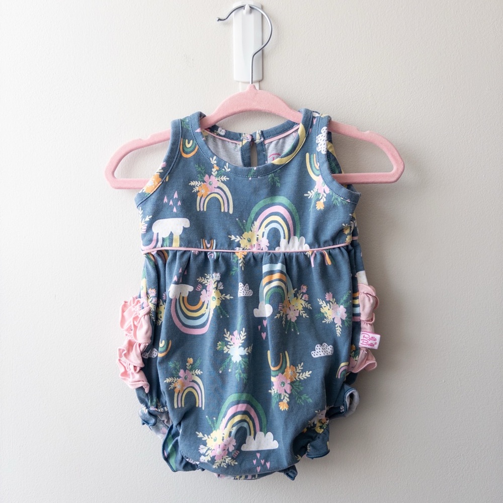 Ruffle Butts Rainbow Bubble Romper- 0-3m